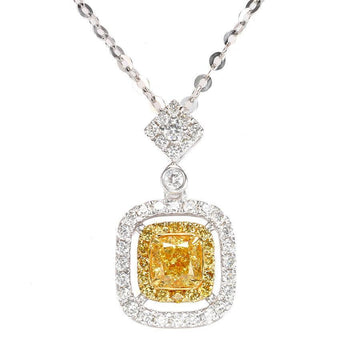 New Luxury Yellow Color AAA+ CZ Cushion Diamond Necklace - The Jewellery Supermarket